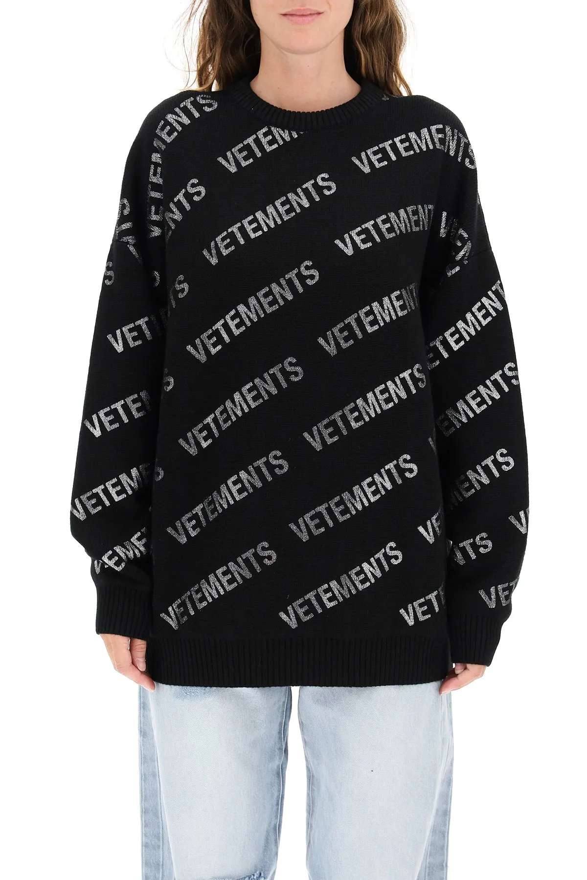 Vetements Logo Allover Printed Knit Jumper