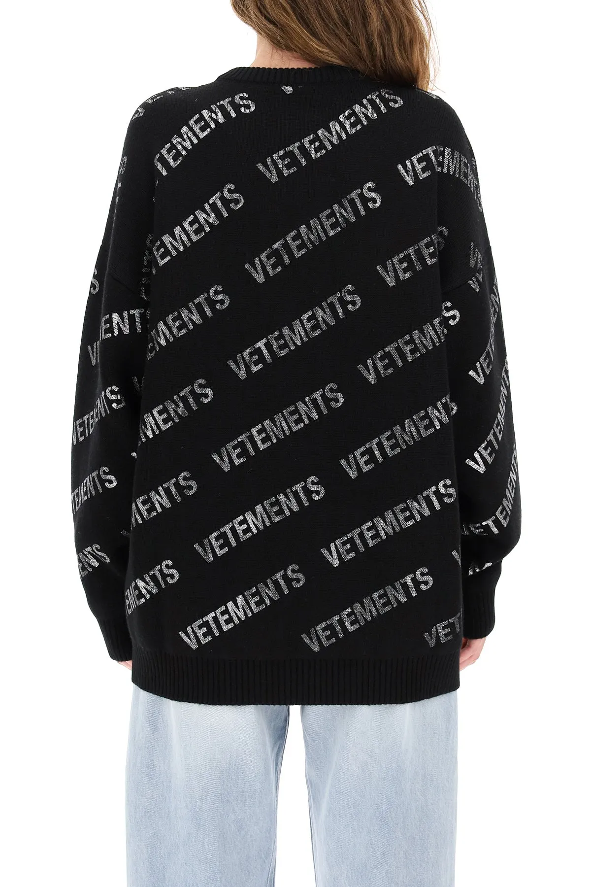 Vetements Logo Allover Printed Knit Jumper