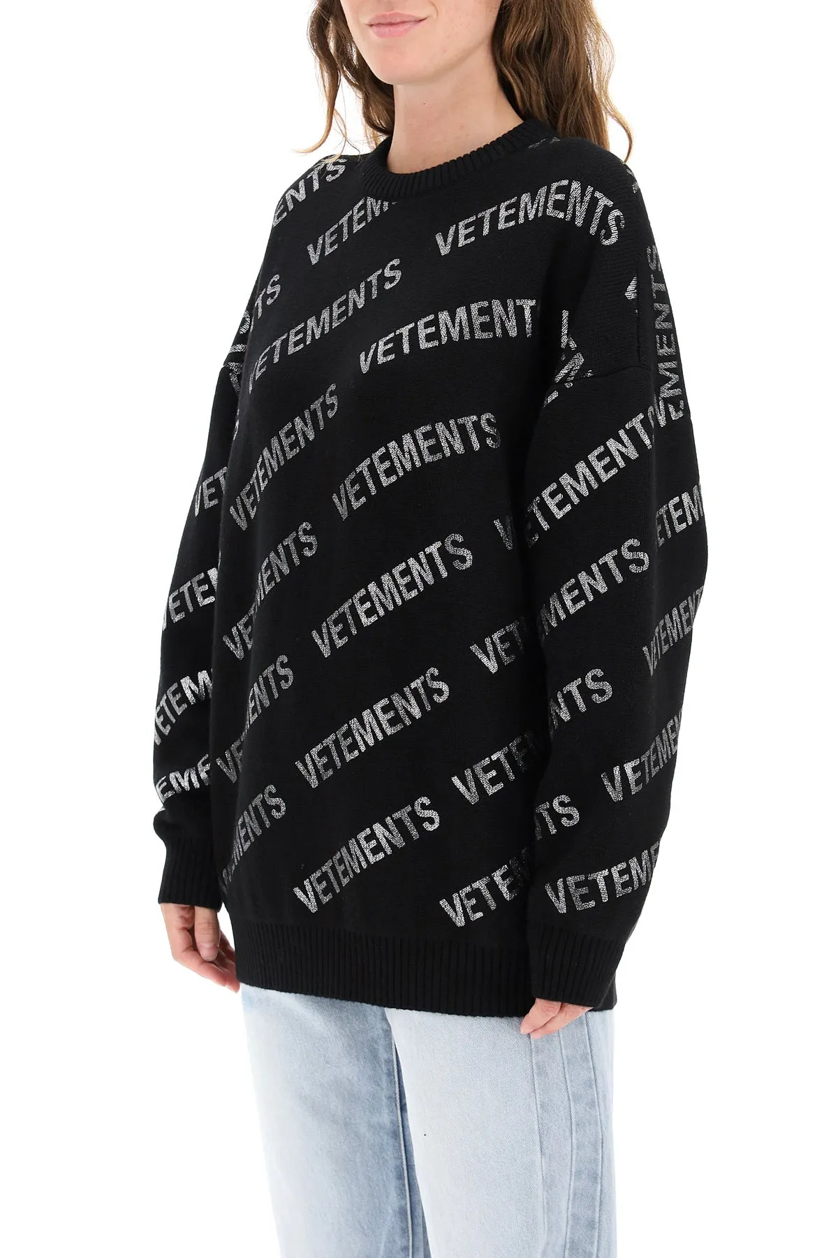 Vetements Logo Allover Printed Knit Jumper
