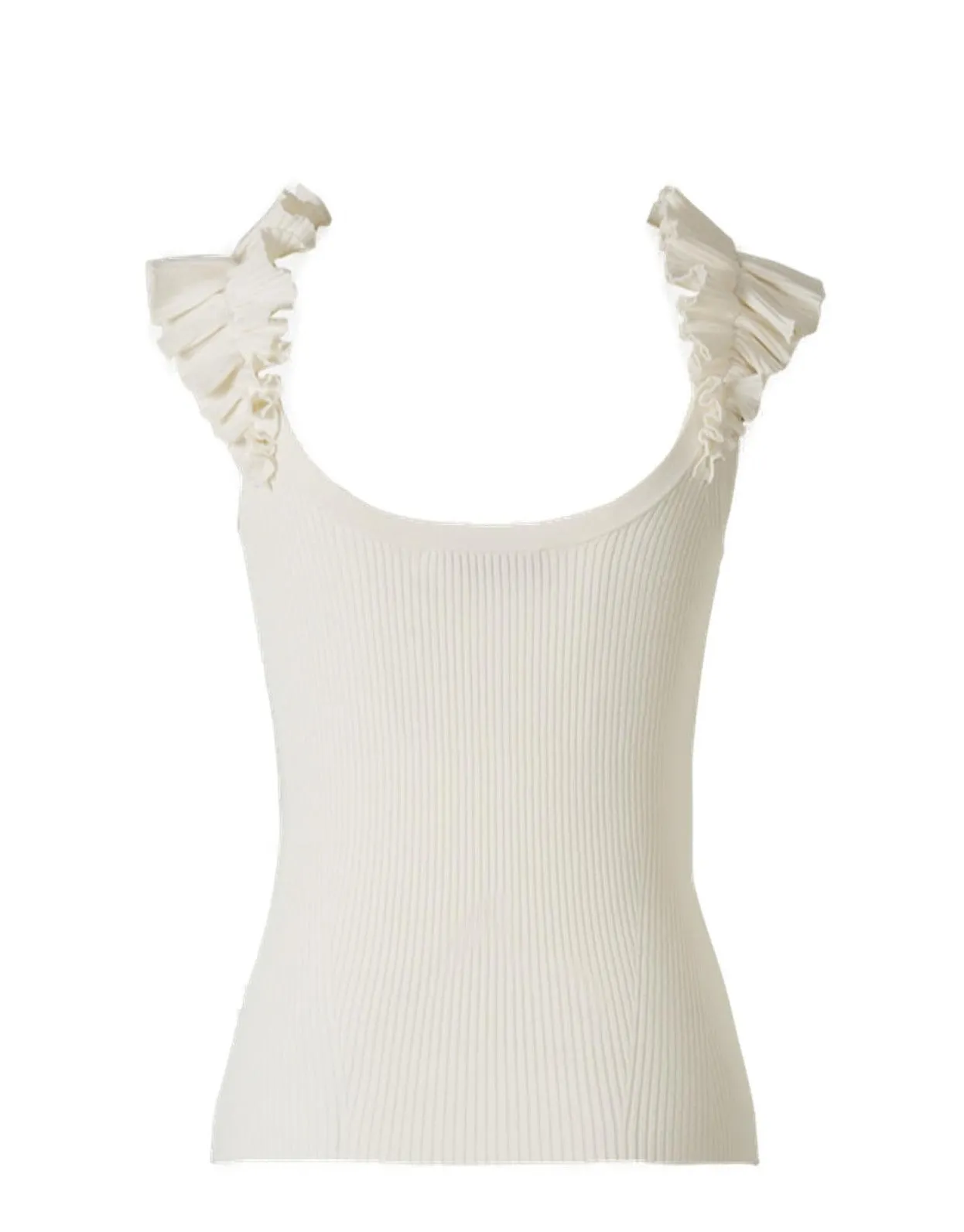 Zimmermann Ruffle Detailed Ribbed Knit Top